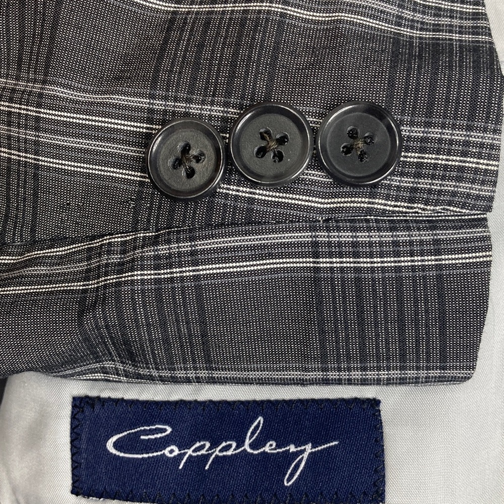 Coppley Sport Coat Mens 42T Gray Plaid Cotton Silk Stretch Made in Canada Blazer